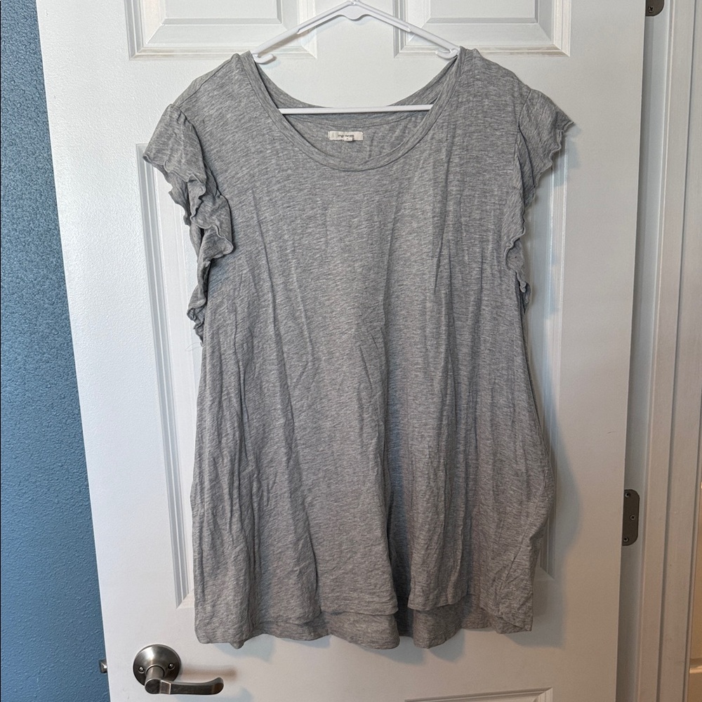 Maurices Light Gray Ruffle Sleeve Tunic Top